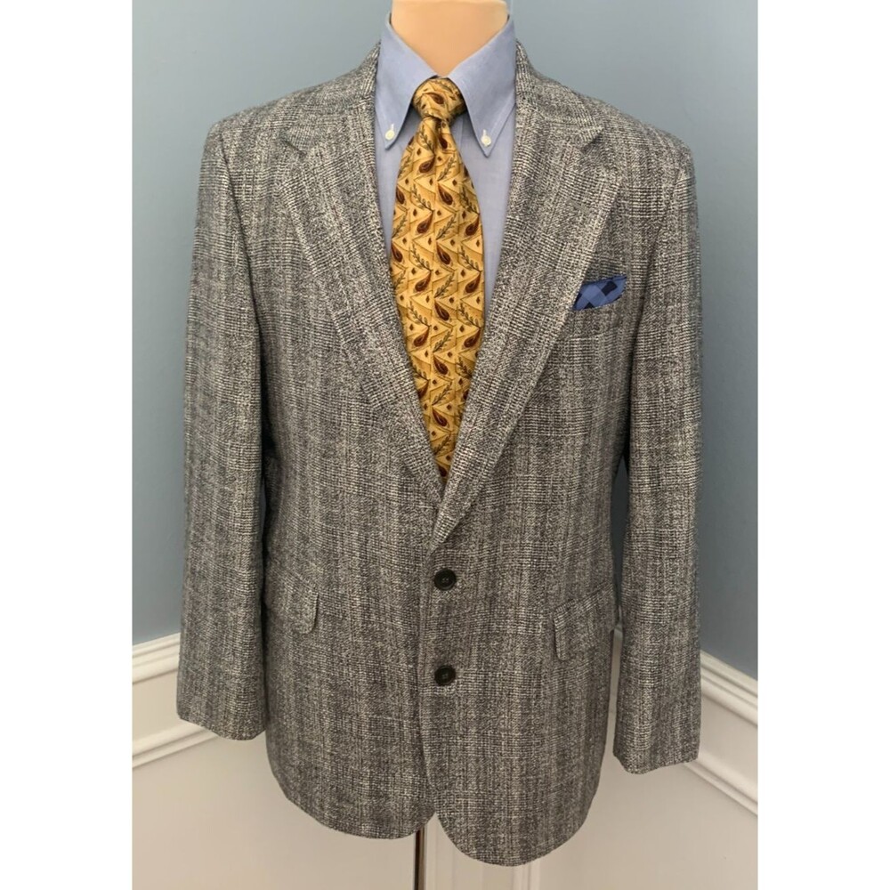 Vintage Botany 500 Blazer Mens 40R Wool Plaid Tweed Old Money Jacket Sportcoat